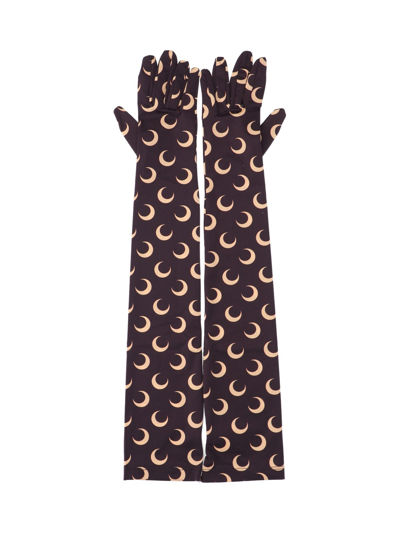Marine Serre All Over Moon Gloves In Black