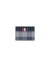 Thom Browne Tartan-print Pebbled-leather Card Holder In Blu