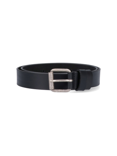 Aspesi Classic Leather Belt In Nero