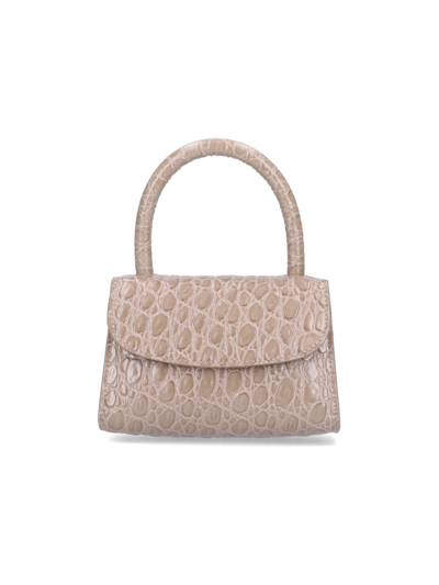 By Far Mini "mud Circular" Croco Embossed Leather In Marrone