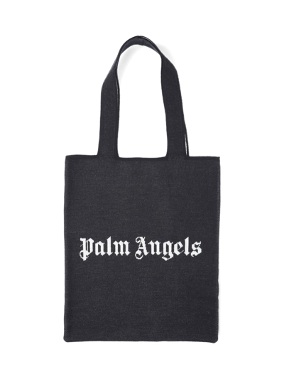 Palm Angels Logo Shopper Bag In Nero