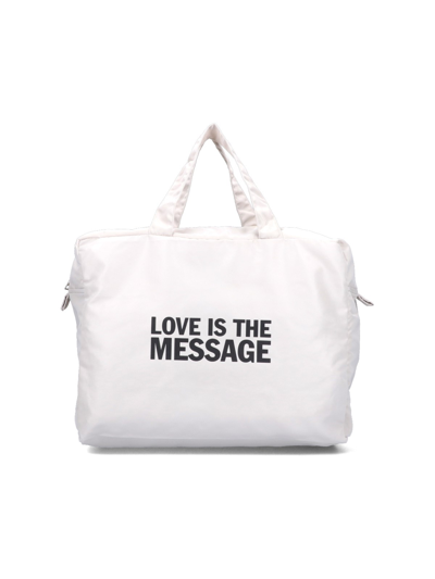 Honey Fucking Dijon "love Is The Message" Tote Bag In Bianco