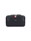 Thom Browne Tricolour-tab Grained-leather Belt Bag In Nero