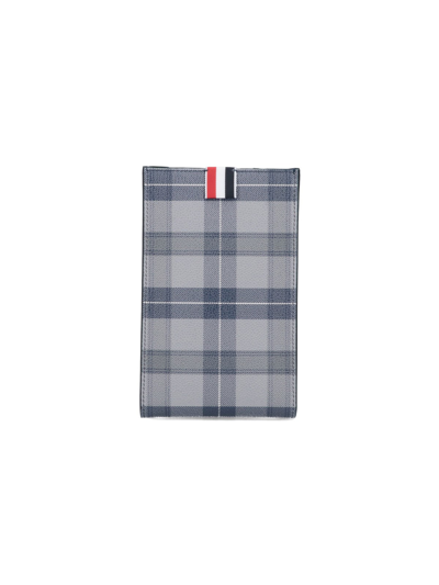 Thom Browne Tartan Shoulder Bag In Grigio