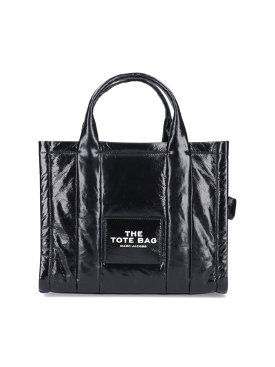 Marc Jacobs The Small Shiny Lambskin Tote Bag In Black