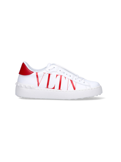 Valentino Garavani Open Sneakers In Leather With Contrasting Vltn Print In White