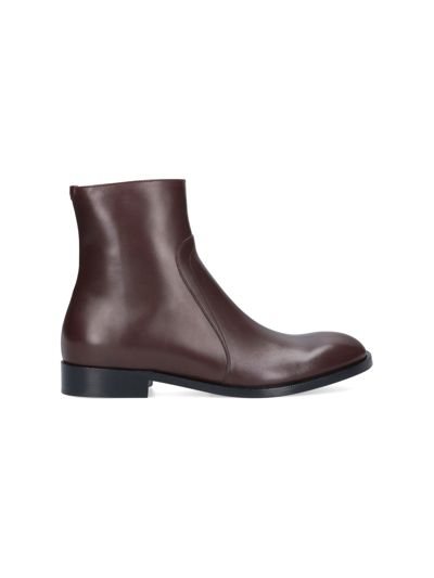 Maison Margiela Leather Ankle Boots In Brown