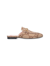 Gucci Princetown Gg Canvas Bit Loafer Mules In Beige