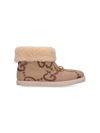Gucci 10mm Fria Canvas Logo Snow Boots In Beige
