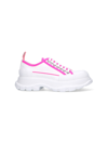 Alexander Mcqueen Women Tread Slick Canvas Sneakers With Fluo Leather Sneakers In Bianco