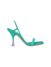 3juin Light Blue Gros Grain Leather Capri Sandal In Verde
