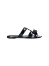 Ferragamo Lilou Vara Plate Flat Slides In Nero