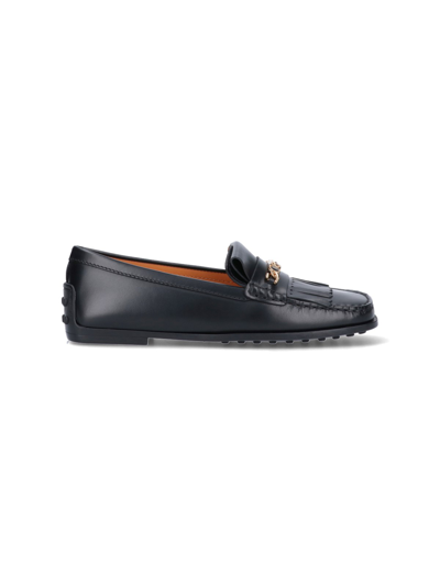 Tod's Logo Loafers In Nero
