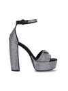 Prada Logo Crystal-embellished Platform Ankle-strap Sandals In Argento