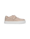 Chloé Leather Lauren Sneakers With Velcro Detail In Neutral