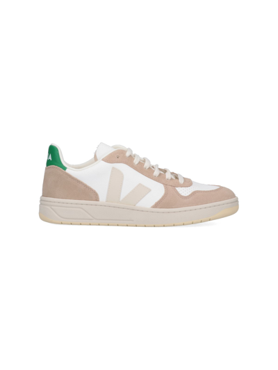 Veja V-10 Chromefree Low-top Sneakers In Extra White Sahara Emeraude