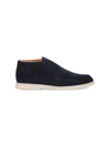 Loro Piana Polacchino Suede Slip-on Chukka Boots In Blu