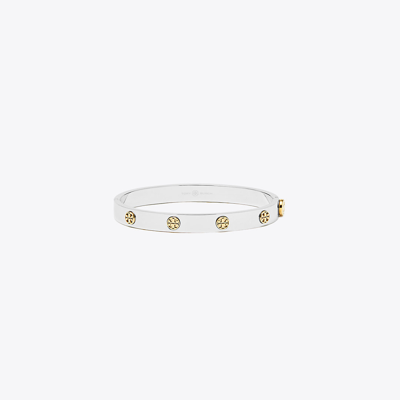 Tory Burch Miller Stud Hinge Bracelet, 7mm In Tory Silver/tory Gold