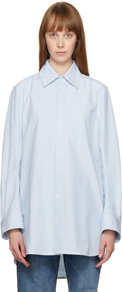 Bottega Veneta Striped Cotton Shirt In Blue