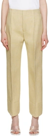 Bottega Veneta Beige Curved Trousers In 9505 Oatmeal Melange