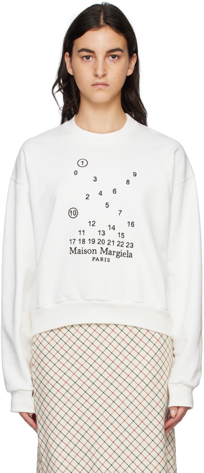 Maison Margiela Embroidered Cotton-jersey Sweatshirt In White