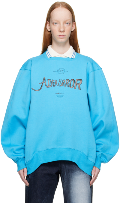 Ader Error Blue Verif Sweatshirt In Sky Blue