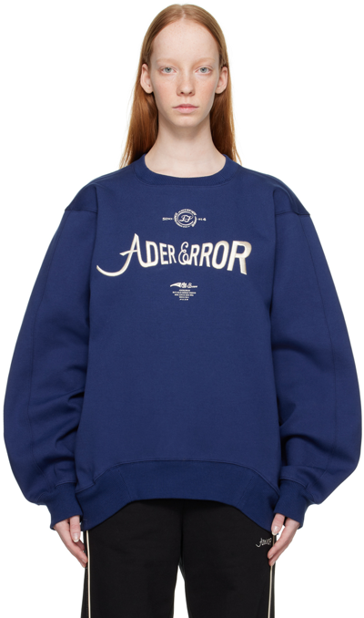 Ader Error Navy Verif Sweatshirt In Blue