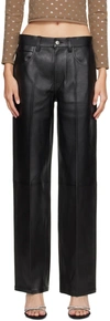 ALEXANDER WANG BLACK STACKED LEATHER PANTS