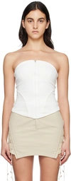 Hyein Seo Overstitch Detail Front Zip Tube Top In White