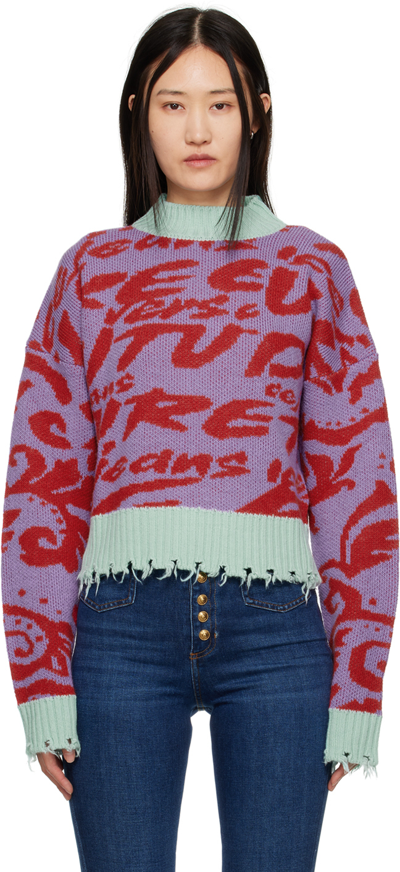 Versace Jeans Couture Intarsia-knit Logo Jumper In Epc8 311 Iris + 522