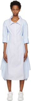 Stella Mccartney Cotton Poplin Midi Shirt Dress In 8519 White/blue