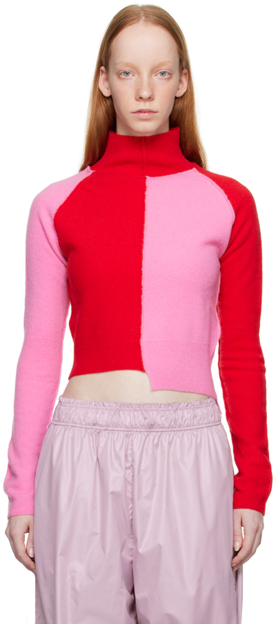 Talia Byre Pink & Red Patched Turtleneck In 0931 Pink/red