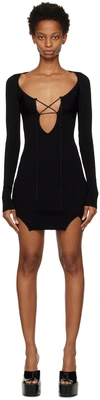 Nensi Dojaka Keyhole Front-split Knitted Mini Dress In Black Black