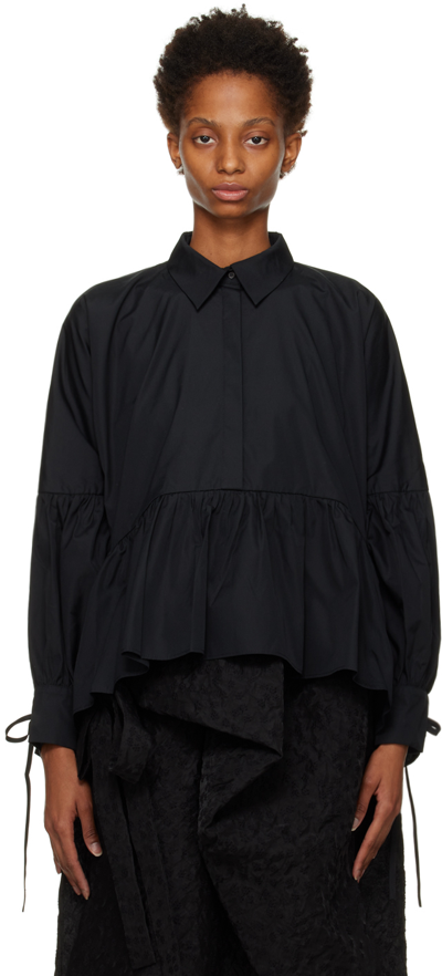 Cecilie Bahnsen Edition Andrea Balloon-sleeve Organic-cotton Top In Black