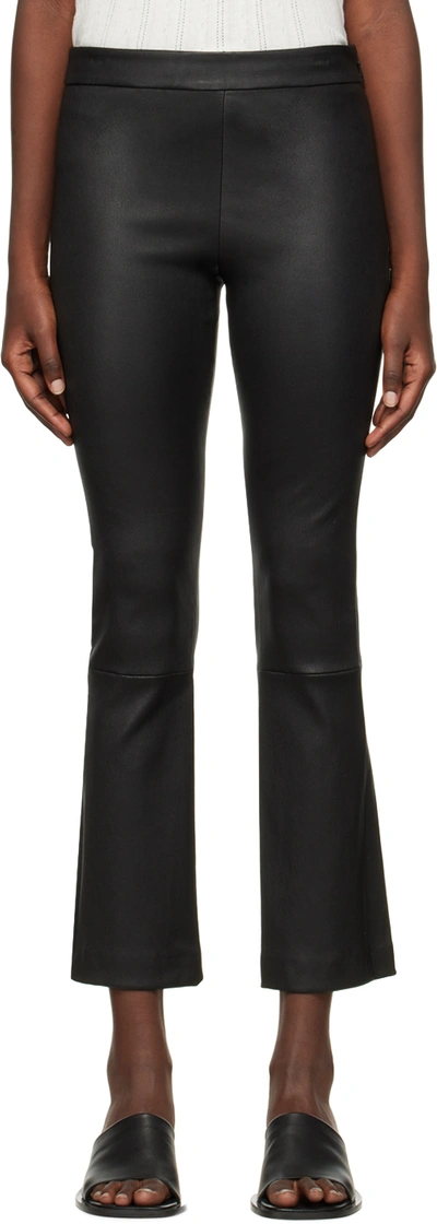 Theory Urban Slim Leather Flare Pants In Black