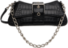 Balenciaga Lindsay Small Croc-effect Leather Shoulder Bag In 1000 Black