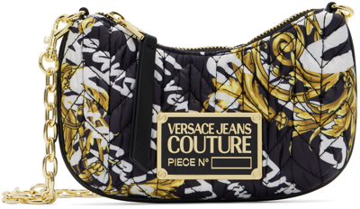 Versace Jeans Couture Black Mini Logo Brush Crunchy Shoulder Bag In Eg89 899 + 948