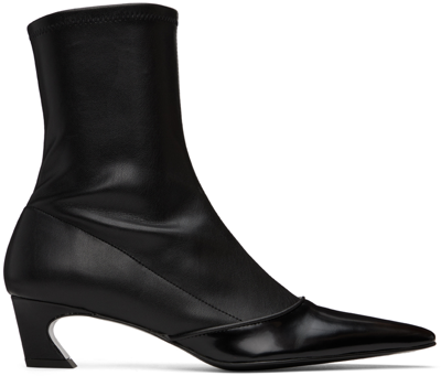 Acne Studios Patent Toe Ankle Boots In Black