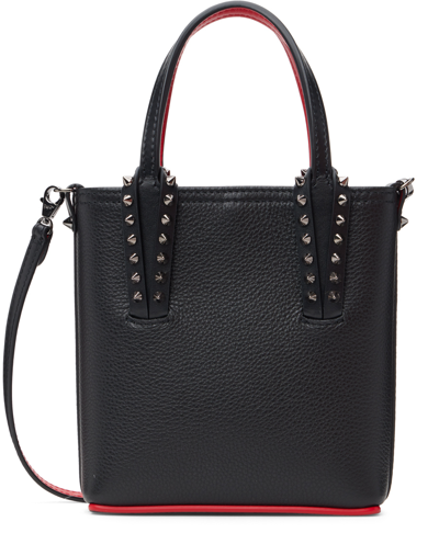 Christian Louboutin Cabata Empire Leather Spike Mini Tote Bag In Black