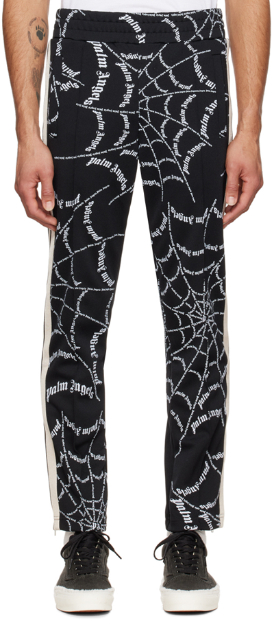 Palm Angels Spider Web Print Track Pants In Black
