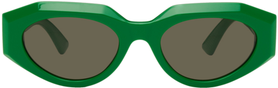 Bottega Veneta Green Facet Sunglasses In Green-green-green