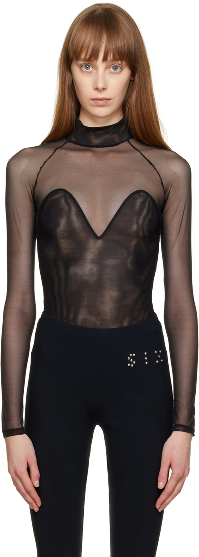 Fleur Du Mal Black Mock Neck Bodysuit