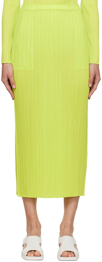 Issey Miyake Green Basic Midi Skirt