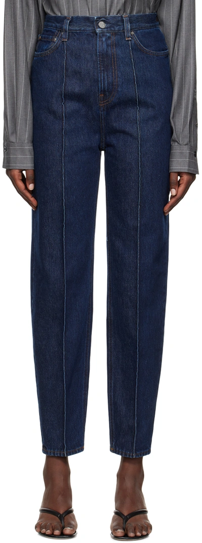 Totême Pintuck Tapered-leg Ankle Jeans In Blue