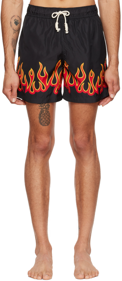 Palm Angels Straight-leg Short-length Printed Swim Shorts In Black