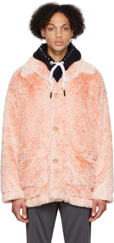 Palm Angels Faux Shearling Shirt Jacket In Pink | ModeSens