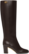 Valentino Golden Walk Leather Boots In Nm8 Bitter Chocolate