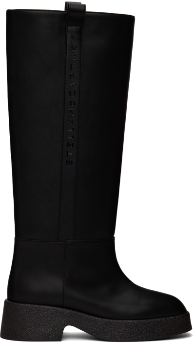 Stella Mccartney Skyla Black Wellington Boots With Logo In Nero