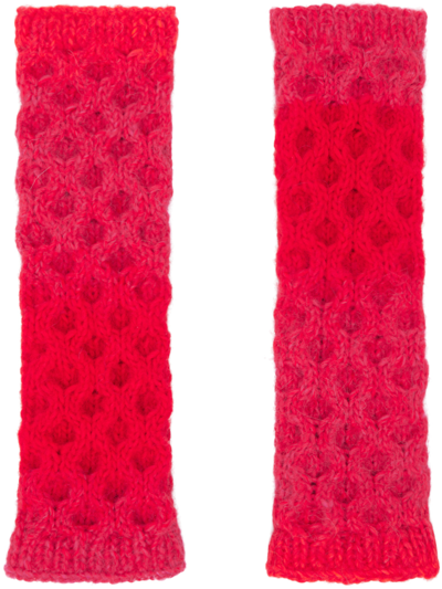 Agr Pink & Orange Hayley Fingerless Gloves In Pink/orange