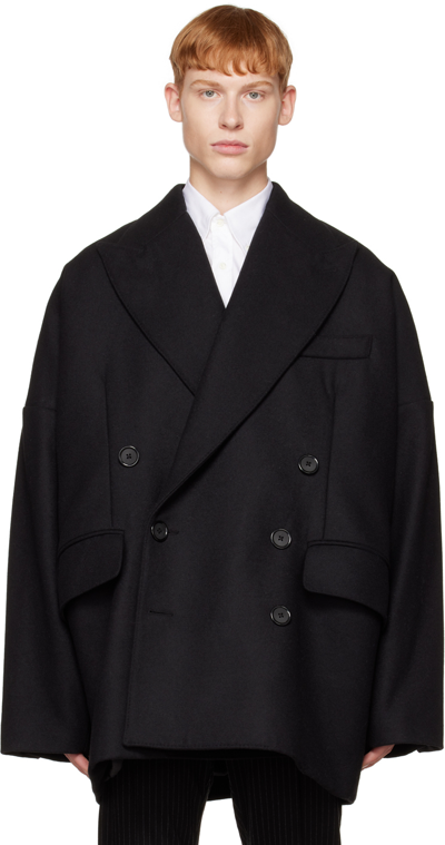 Dolce & Gabbana Virgin Wool-cashmere-blend Detachable Lapel Classic Peacoat In Black